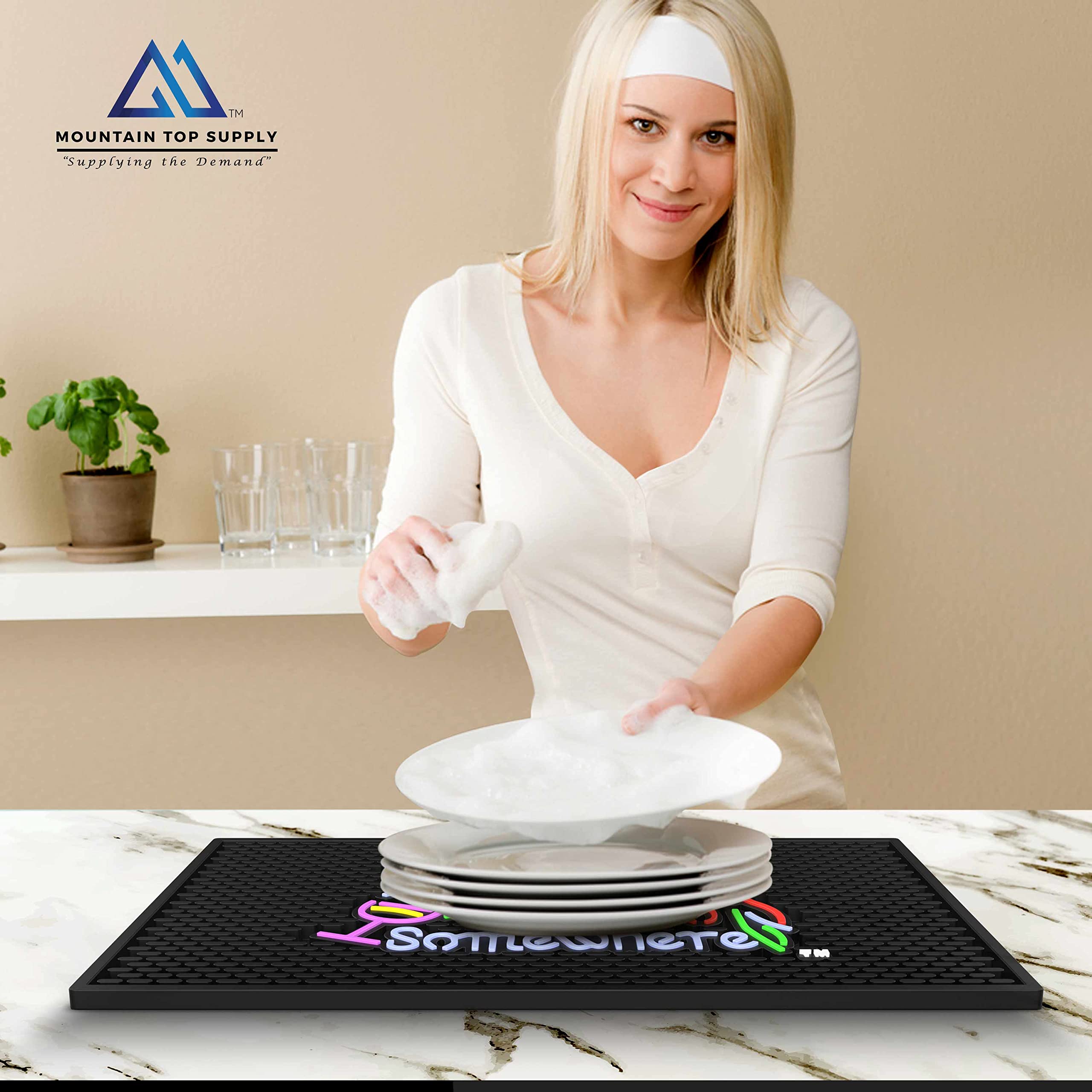 Mountain Top Supply easy-clean rubber bar mat for busy home bars