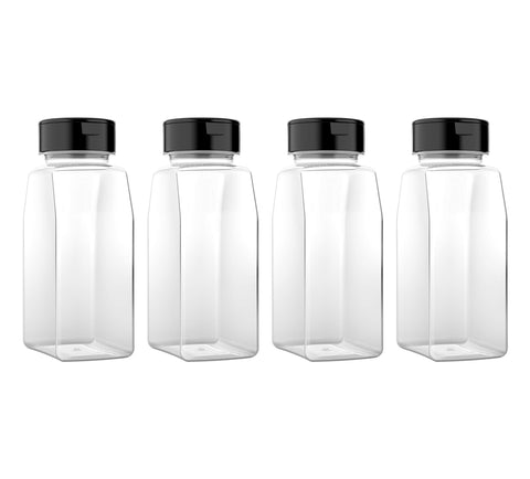 Mountain West spice jars clear plastic closeup shows durable, reusable storage.