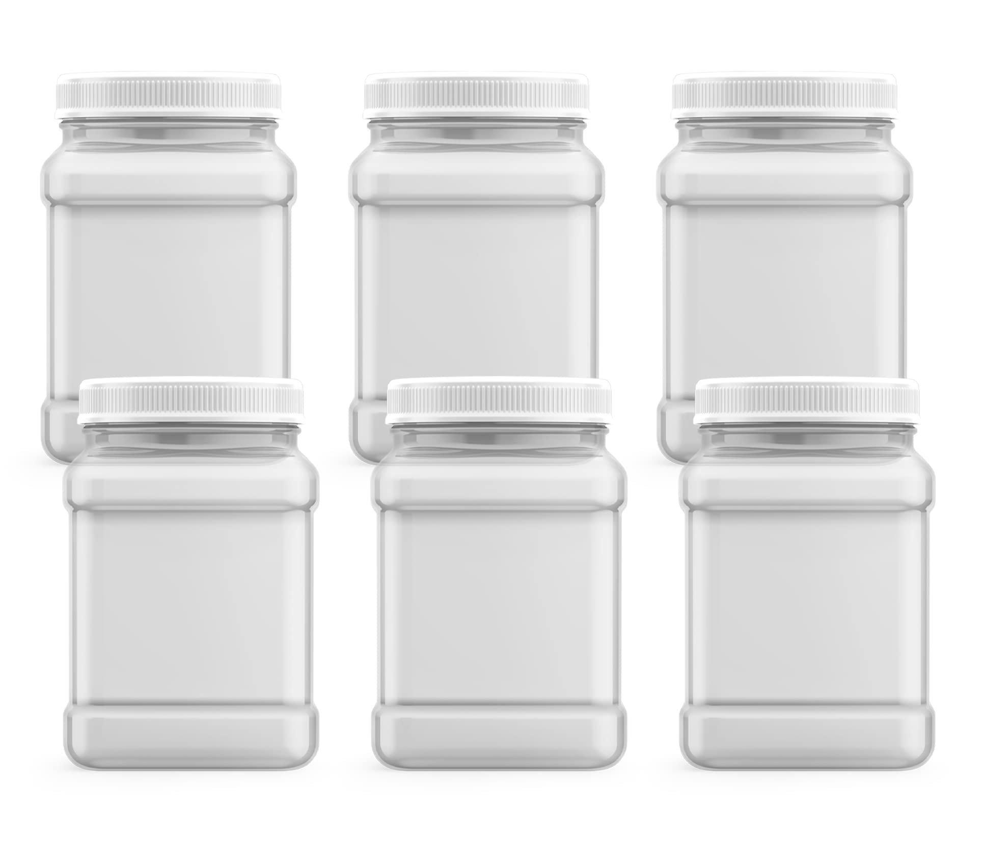 Mountain West square jar with pinch handle, 48oz, for easy pantry organization.