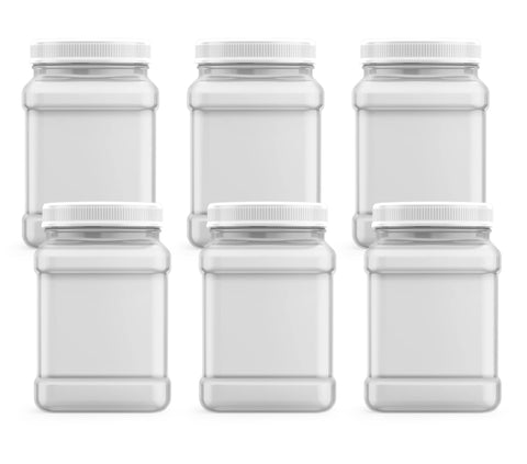 Mountain West square jar with pinch handle, 48oz, for easy pantry organization.