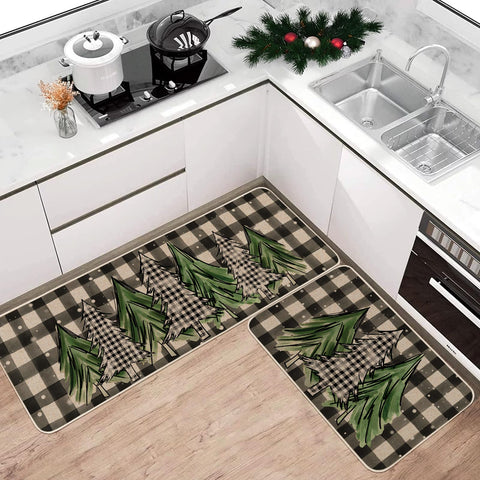 Moutina Merry Christmas Trees door mat 17x47 creates seasonal curb appeal for guests.