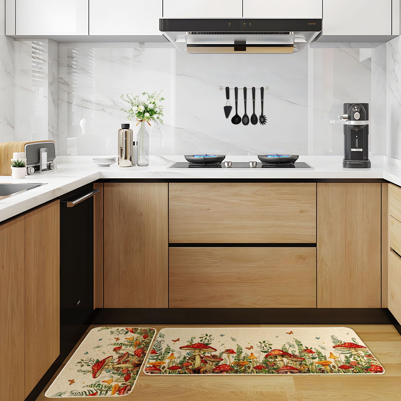 Moutina non-slip PVC backing prevents shifting on floors.