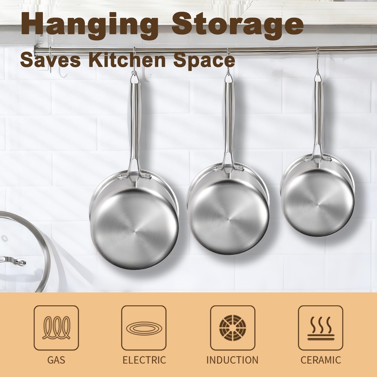 MOUTIUS dishwasher-safe saucepan for easy cleanup after meals.