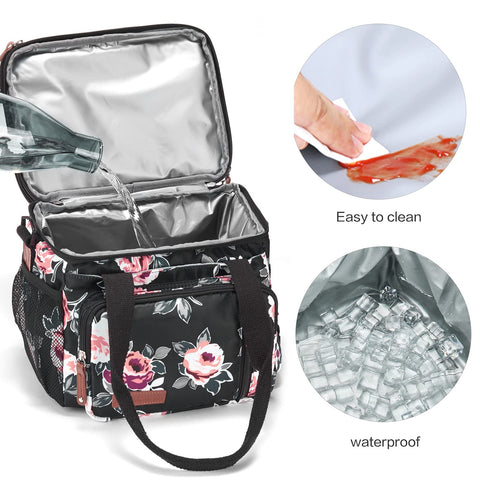 MOV COMPRA Flower lunch bag insulated interior preserves temperature for meals.