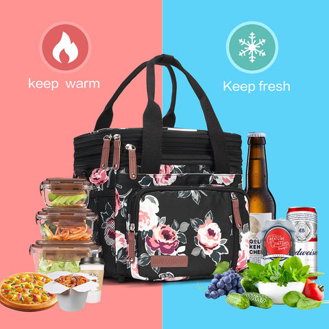 MOV COMPRA Flower lunch bag removable shoulder strap for easy carrying.