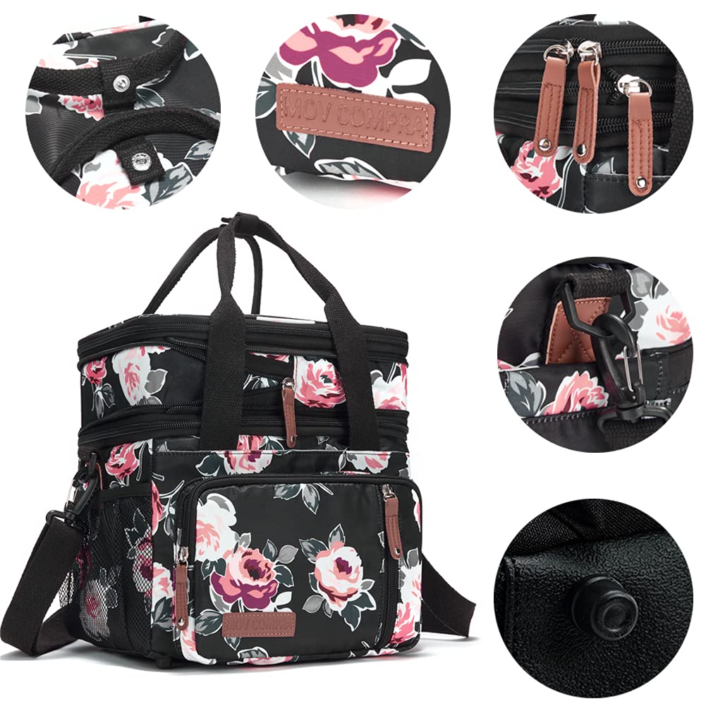 MOV COMPRA Flower lunch bag side bottle pocket for hydration on the go.