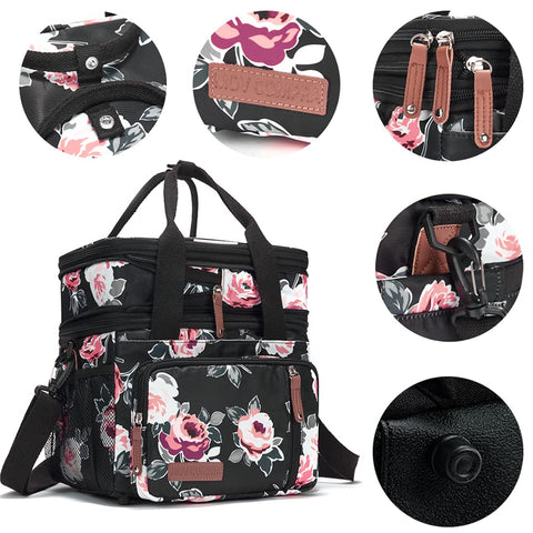 MOV COMPRA Flower lunch bag side bottle pocket for hydration on the go.