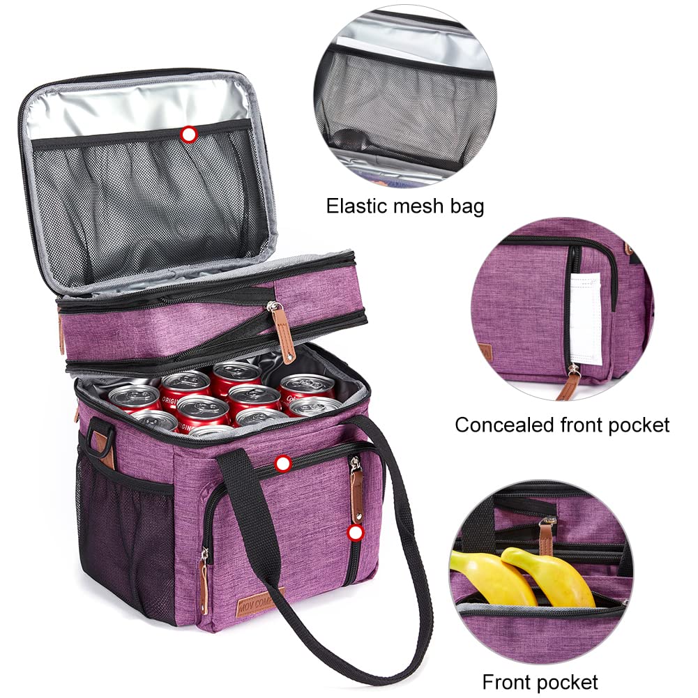 MOV COMPRA Purple lunch bag back velcro pocket for essentials
