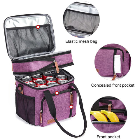 MOV COMPRA Purple lunch bag back velcro pocket for essentials