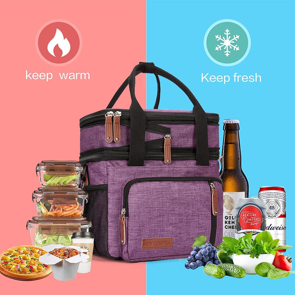 MOV COMPRA Purple lunch bag easy-clean liner for quick wipe-down