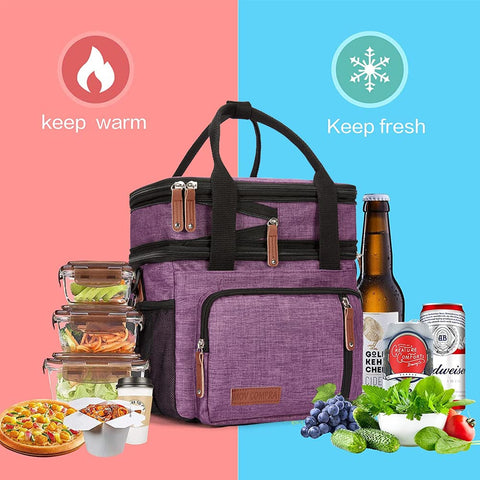 MOV COMPRA Purple lunch bag easy-clean liner for quick wipe-down