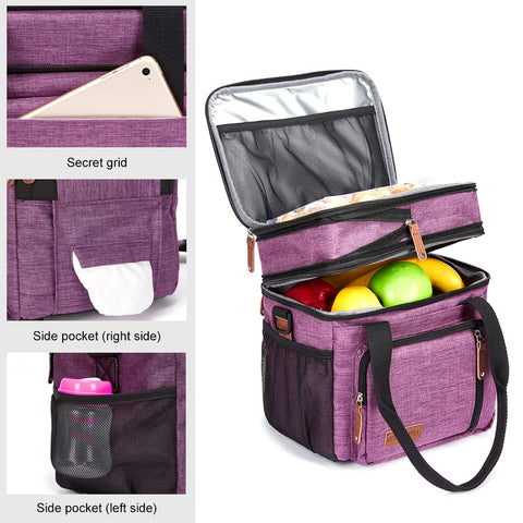 MOV COMPRA Purple lunch bag front pockets for keys and small items