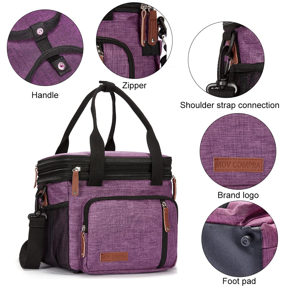 MOV COMPRA Purple lunch bag adjustable shoulder strap for comfortable transport