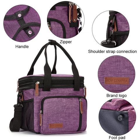 MOV COMPRA Purple lunch bag adjustable shoulder strap for comfortable transport