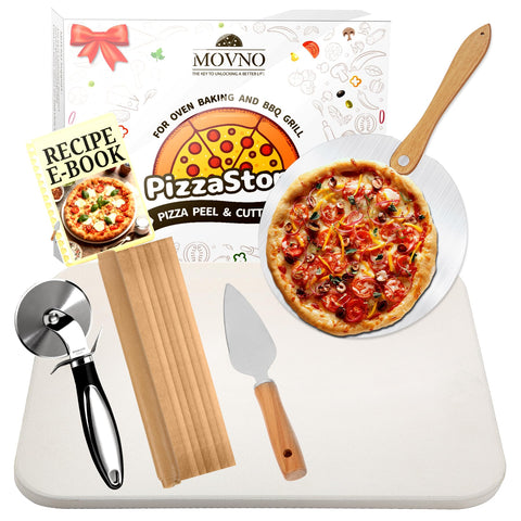 MOVNO pizza stone in oven for even heat and crisp crust