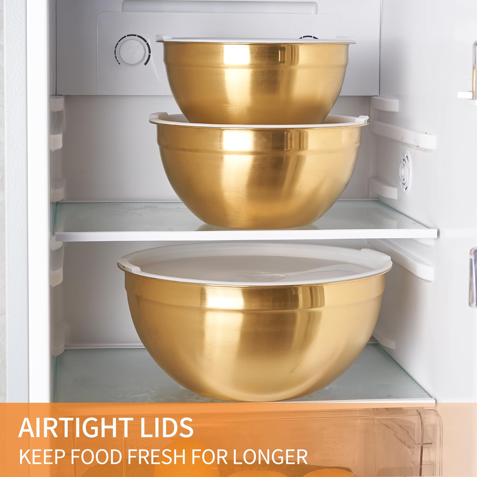 Moxinox Gold bowls deep basins for splash-free mixing.
