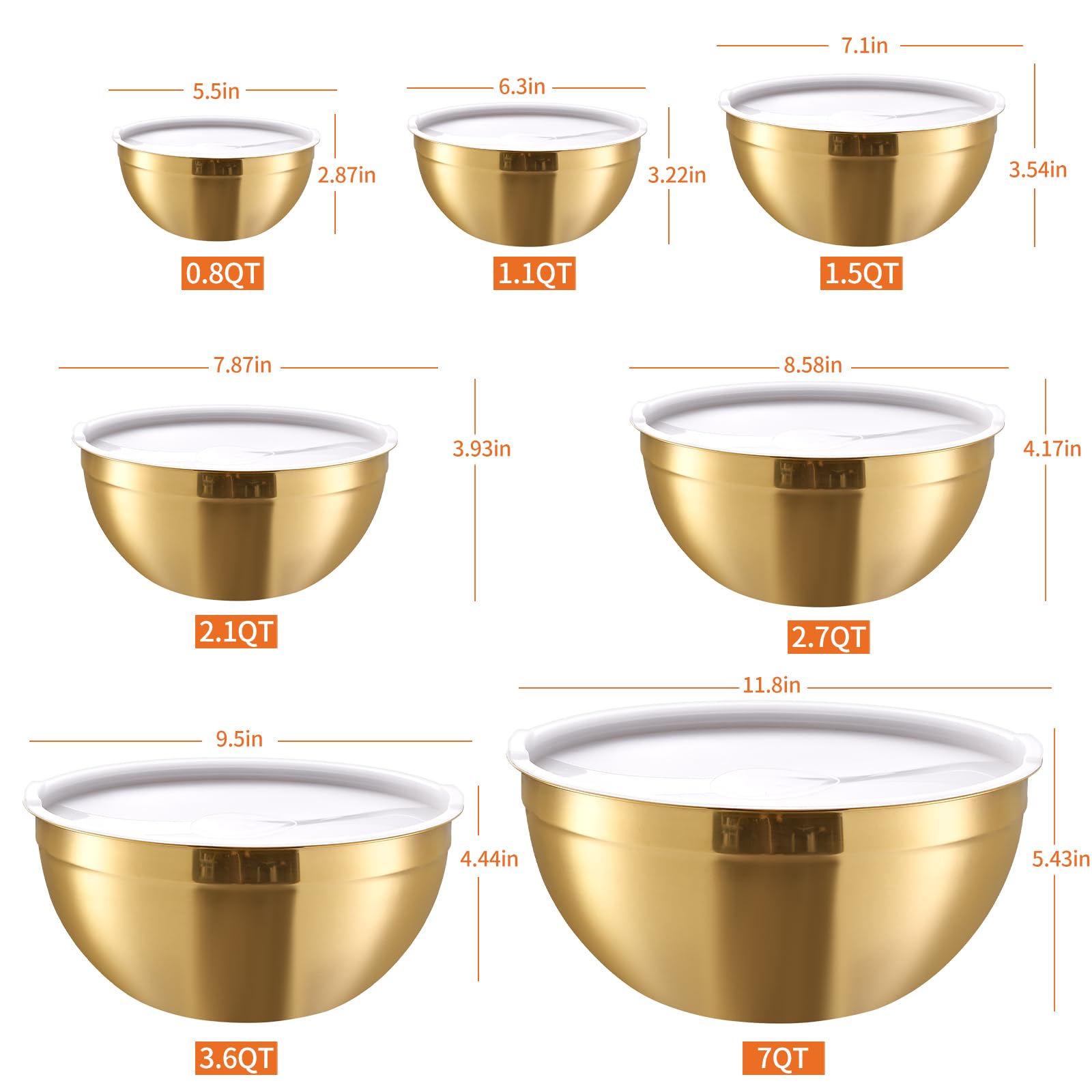 Moxinox Gold bowls in nesting design save counter space.