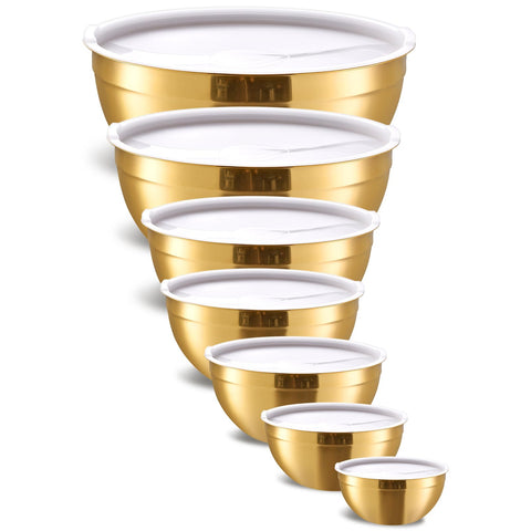Moxinox Gold bowls with non-slip silicone bottoms prevent slips.
