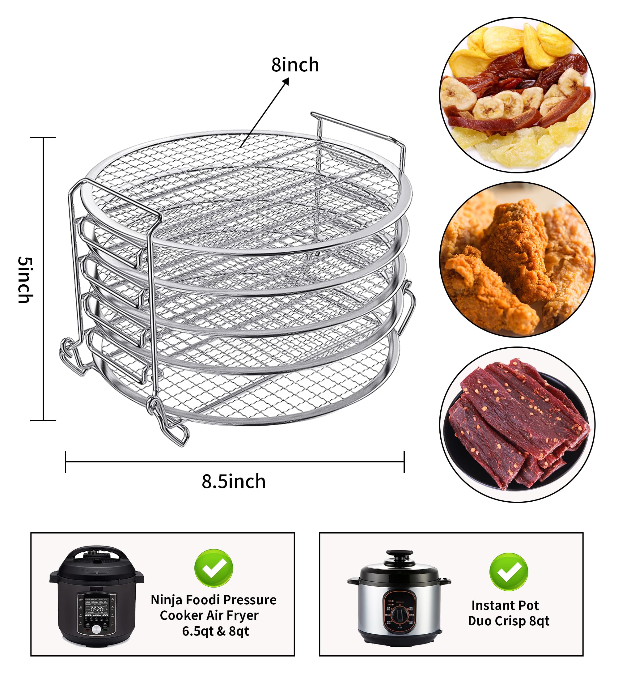 Moyios dehydrator rack 5-shelf removable trays supports flexible drying of snacks.