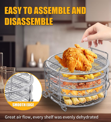Moyios dehydrator rack top handles simplify transferring trays.