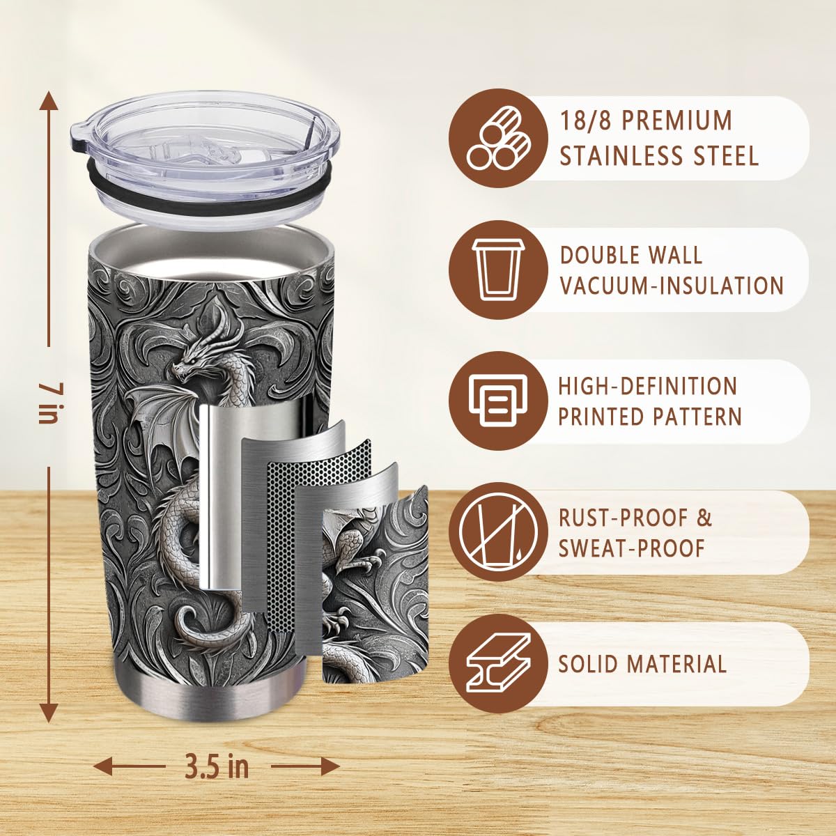 MoYueno Dragon Gifts BPA-free lid ensures safe, splash-resistant sipping on the go