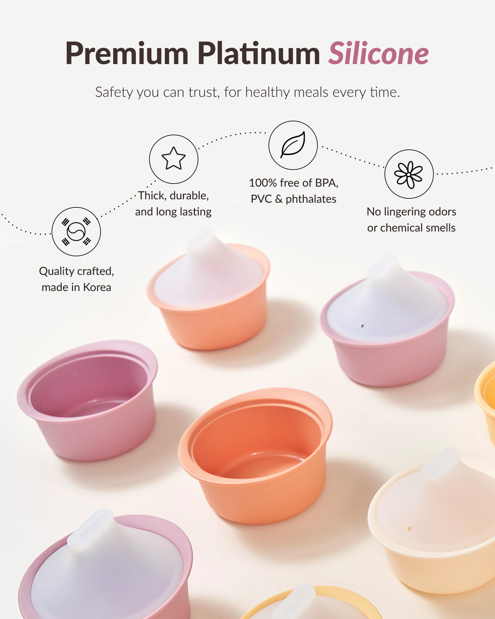 MOYUUM silicone steamer for baby food cubes delivers gentle steaming and precise portions.