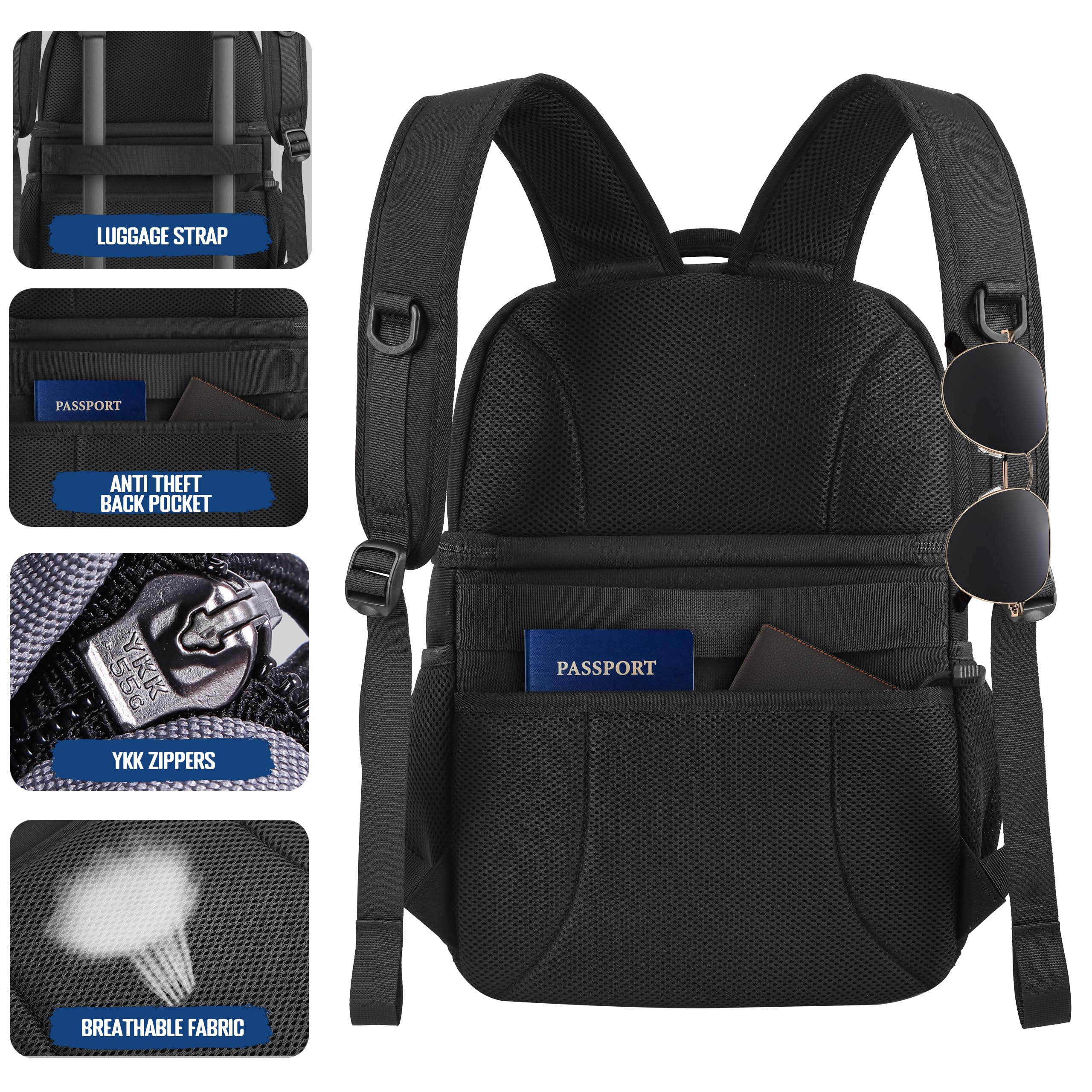 MOZETO lunch backpack lightweight, waterproof fabric supports daily commuting