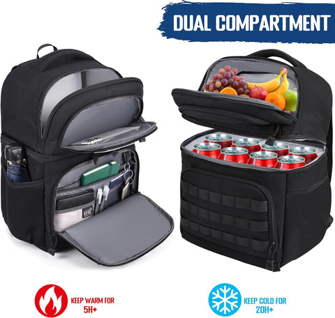 MOZETO lunch backpack lower leakproof cooler stores 16 cans securely