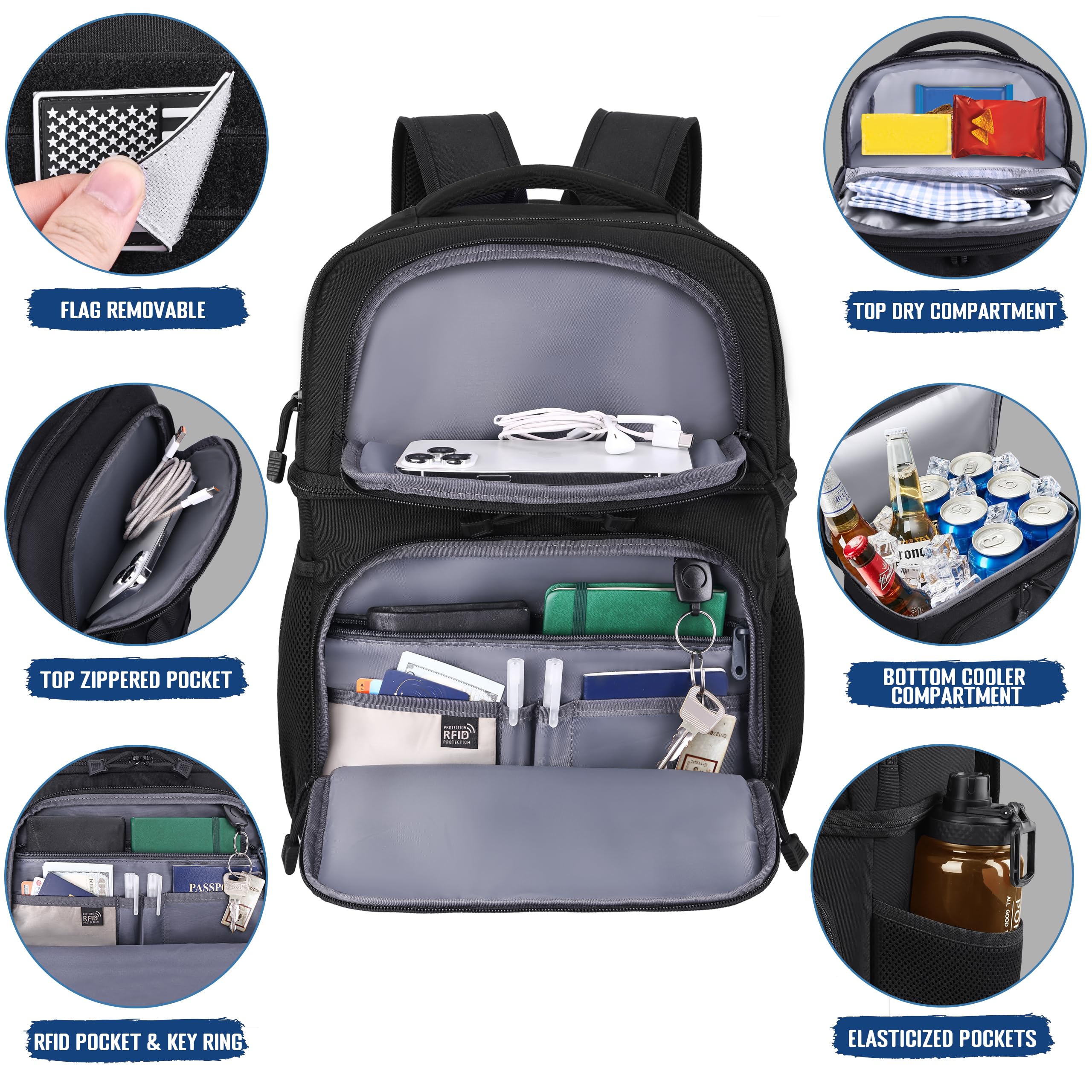 MOZETO lunch backpack MOLLE system enables easy gear attachment