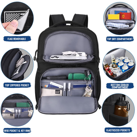 MOZETO lunch backpack MOLLE system enables easy gear attachment