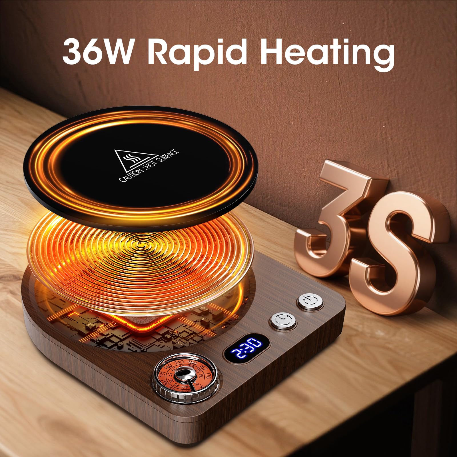 MQFORU Mug Warmer has spillproof glass surface for quick cleaning.