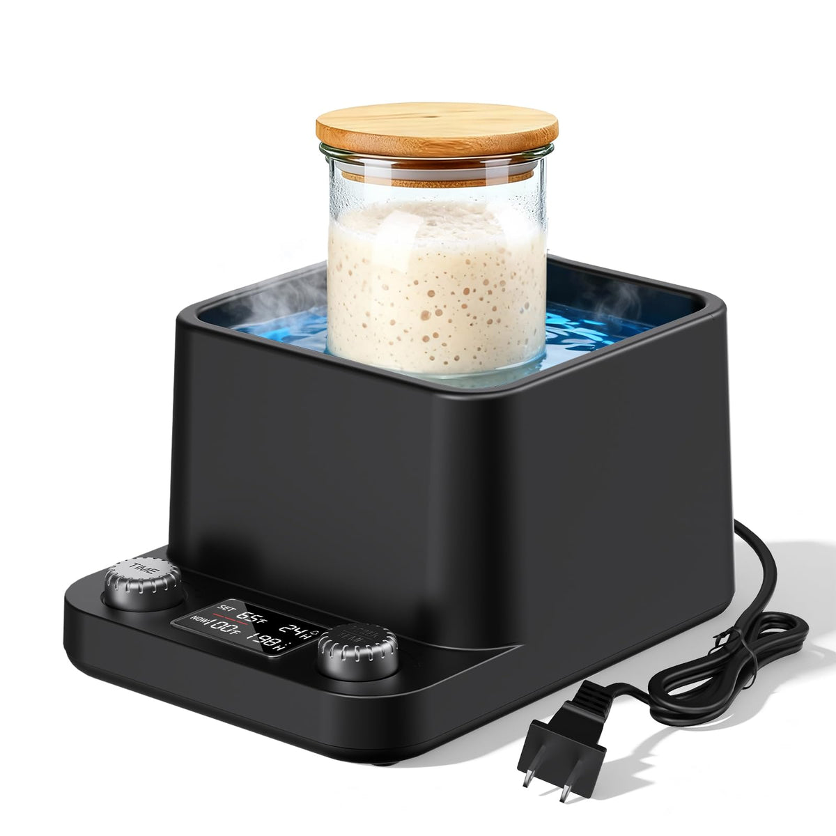 MQFORU Sourdough Starter Warmer shows 360° heat for even fermentation around the jar