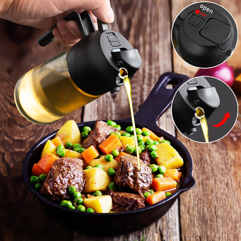 mqnxoi dark-green glass oil bottle protecting contents from light while cooking