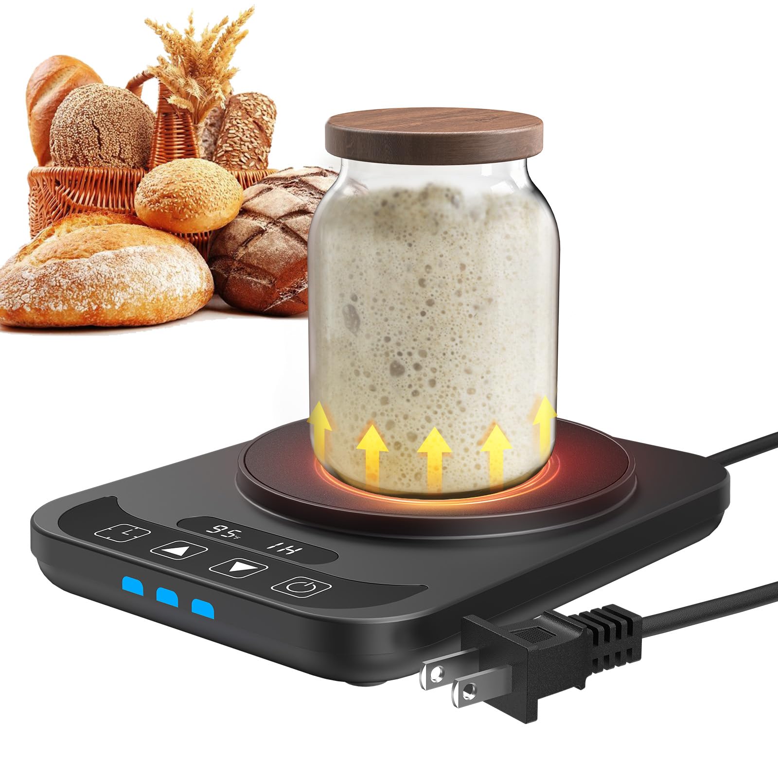 MQUPIN sourdough warmer front view shows compact, stable fermentation heating for consistent dough.