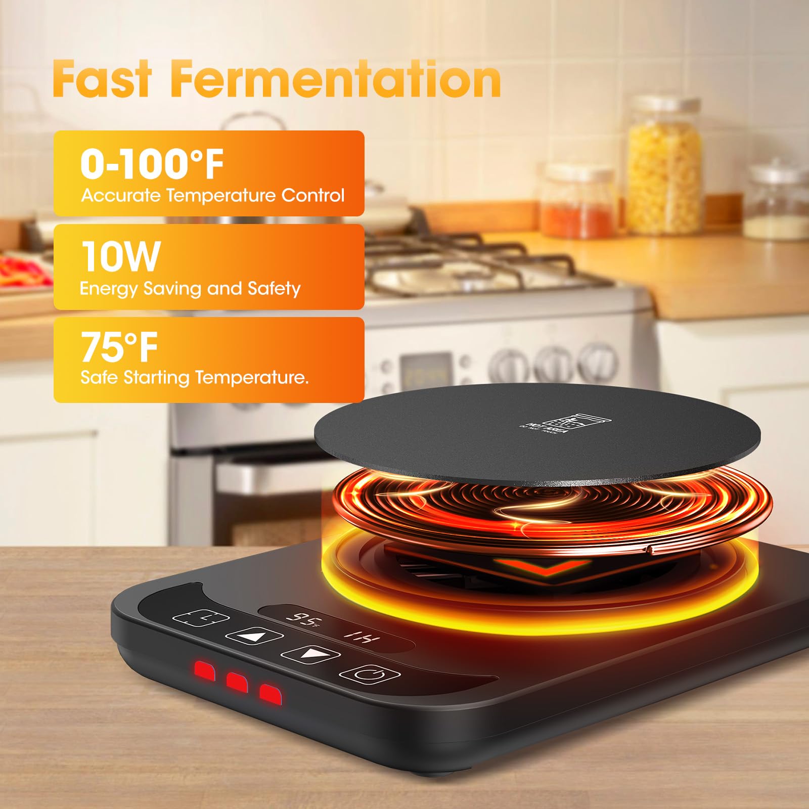 MQUPIN sourdough warmer panel display highlights precise temperature control for fermentation success.