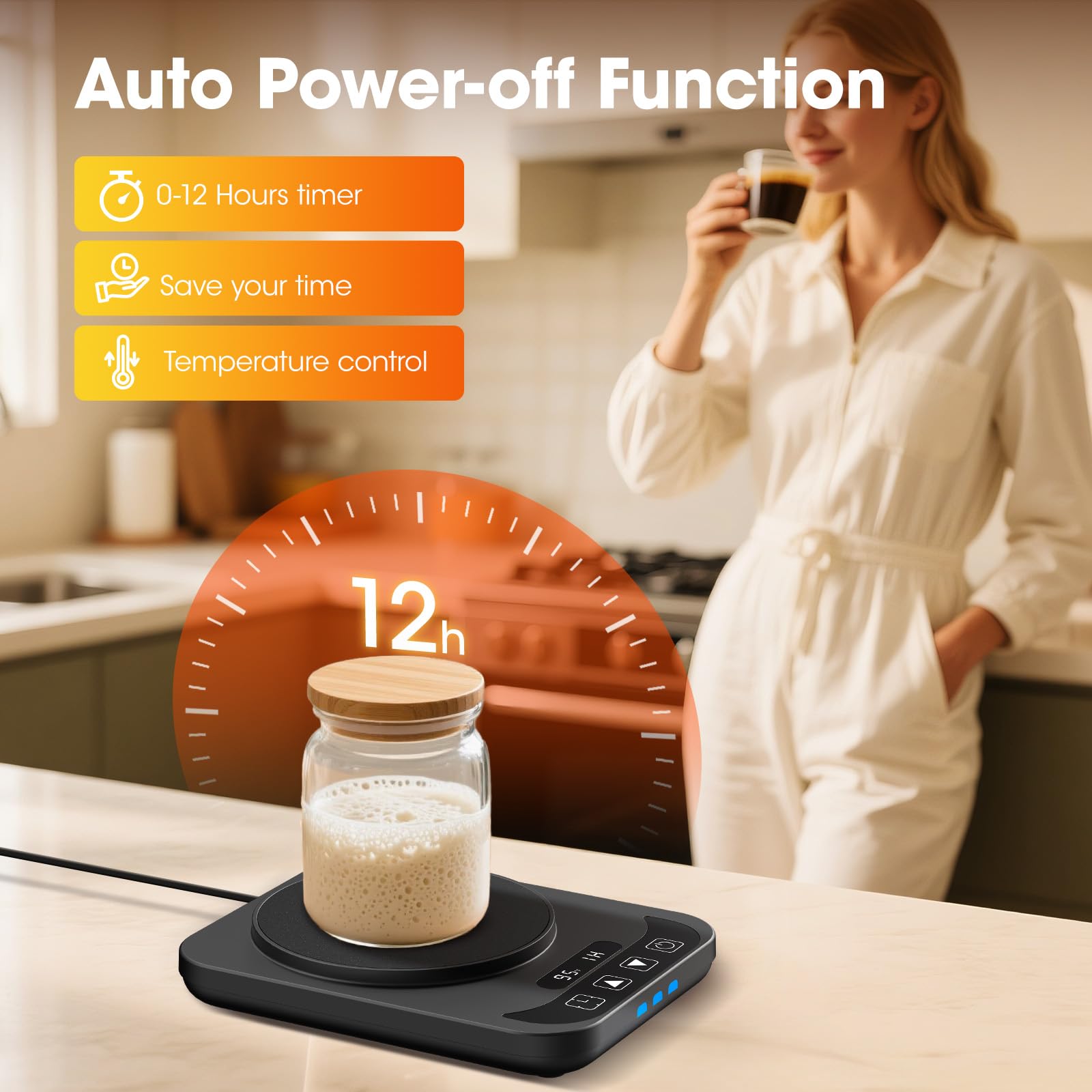 MQUPIN sourdough warmer US plug provides stable power for reliable operation.