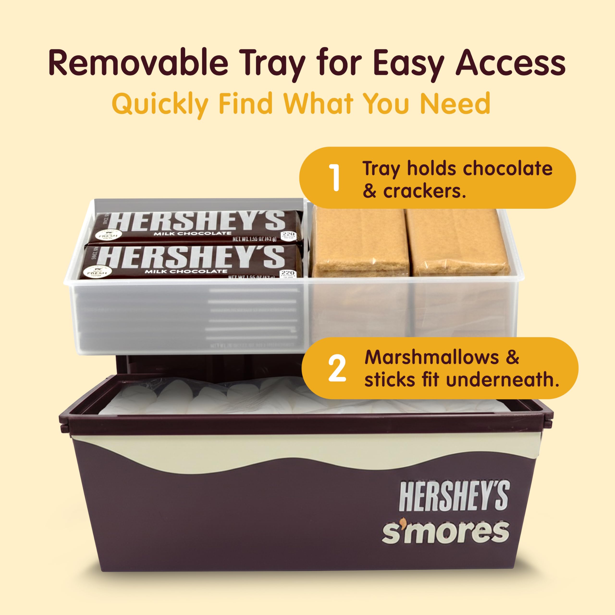 Collapsible handle on the Mr. Bar-B-Q Hershey's Smores Caddy saves space.