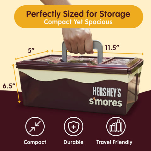 Lid on the Mr. Bar-B-Q Hershey's Smores Caddy keeps ingredients tidy.