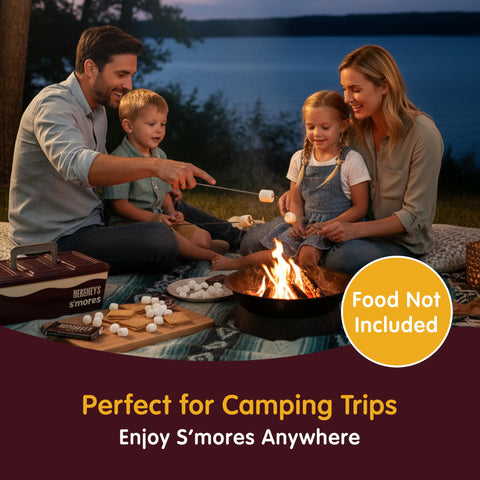 Outdoor use scenario with the Mr. Bar-B-Q Hershey's Smores Caddy for camping.
