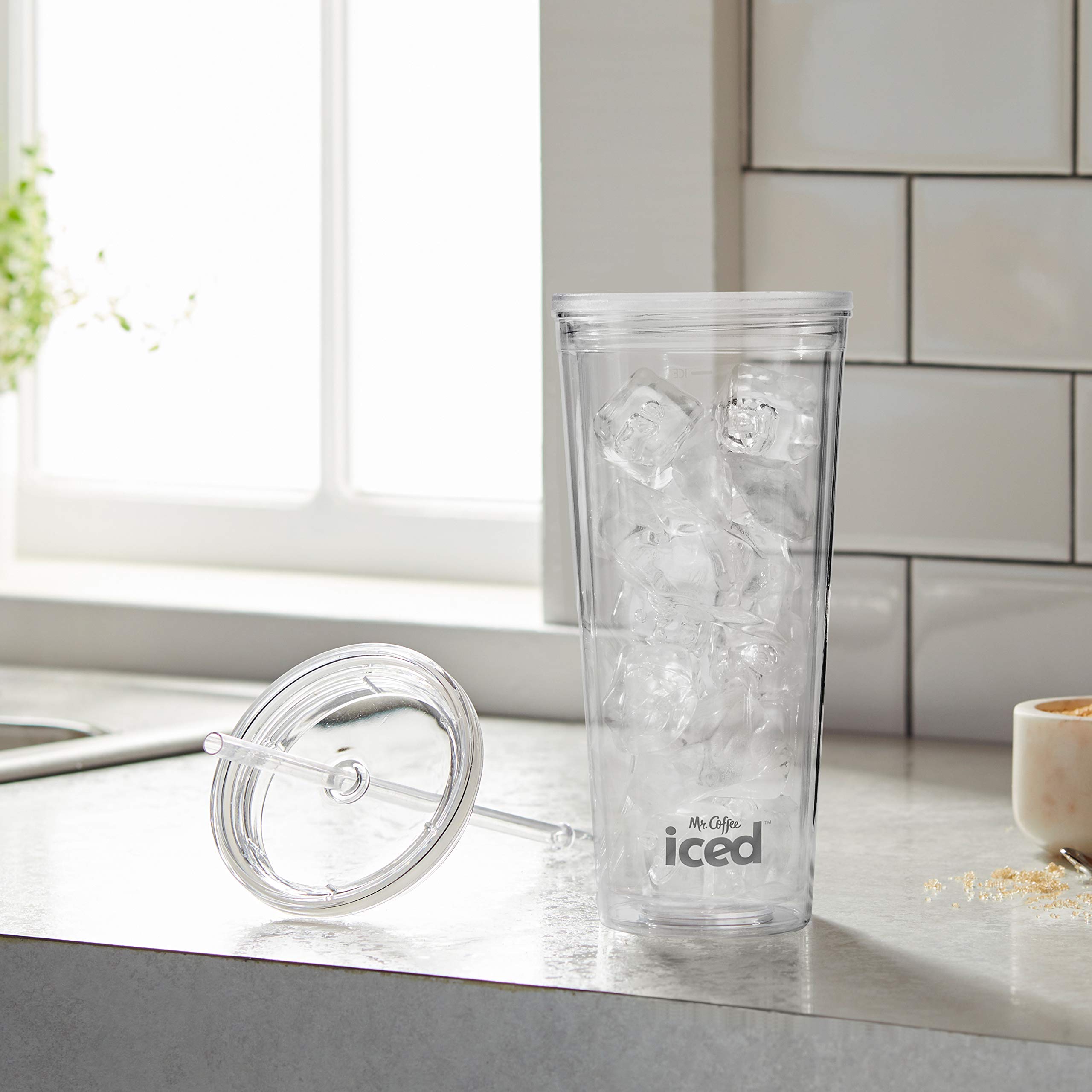 Mr. Coffee tumbler fits the Iced Maker for consistently cold coffee at home.