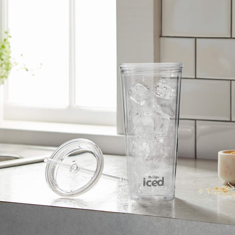 Mr. Coffee tumbler fits the Iced Maker for consistently cold coffee at home.