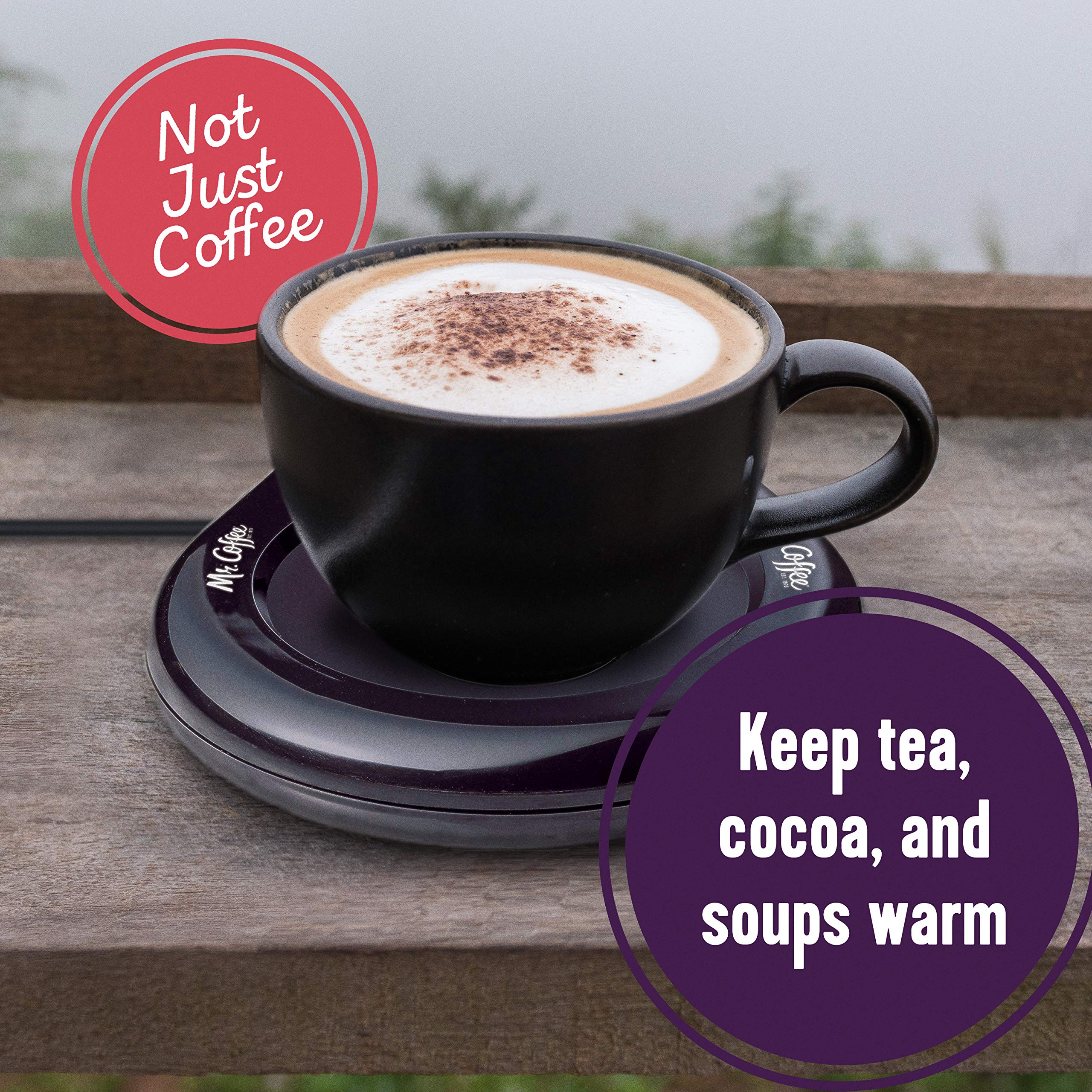 Mr. Coffee mug warmer extended cord enables flexible placement anywhere.