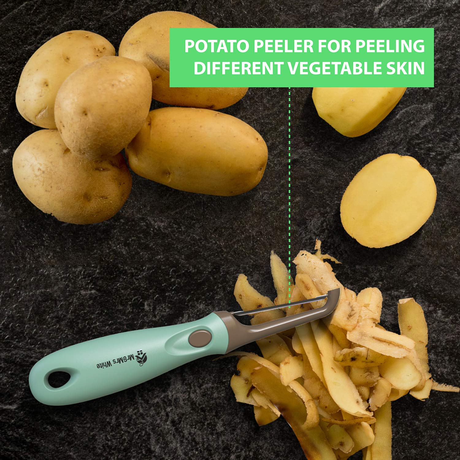 Mr&Mrs White 3-in-1 peeler with julienne blade for thin strips
