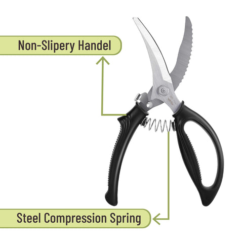 Mr. Pen poultry shears with built-in fish scale scraper for easy cleaning.