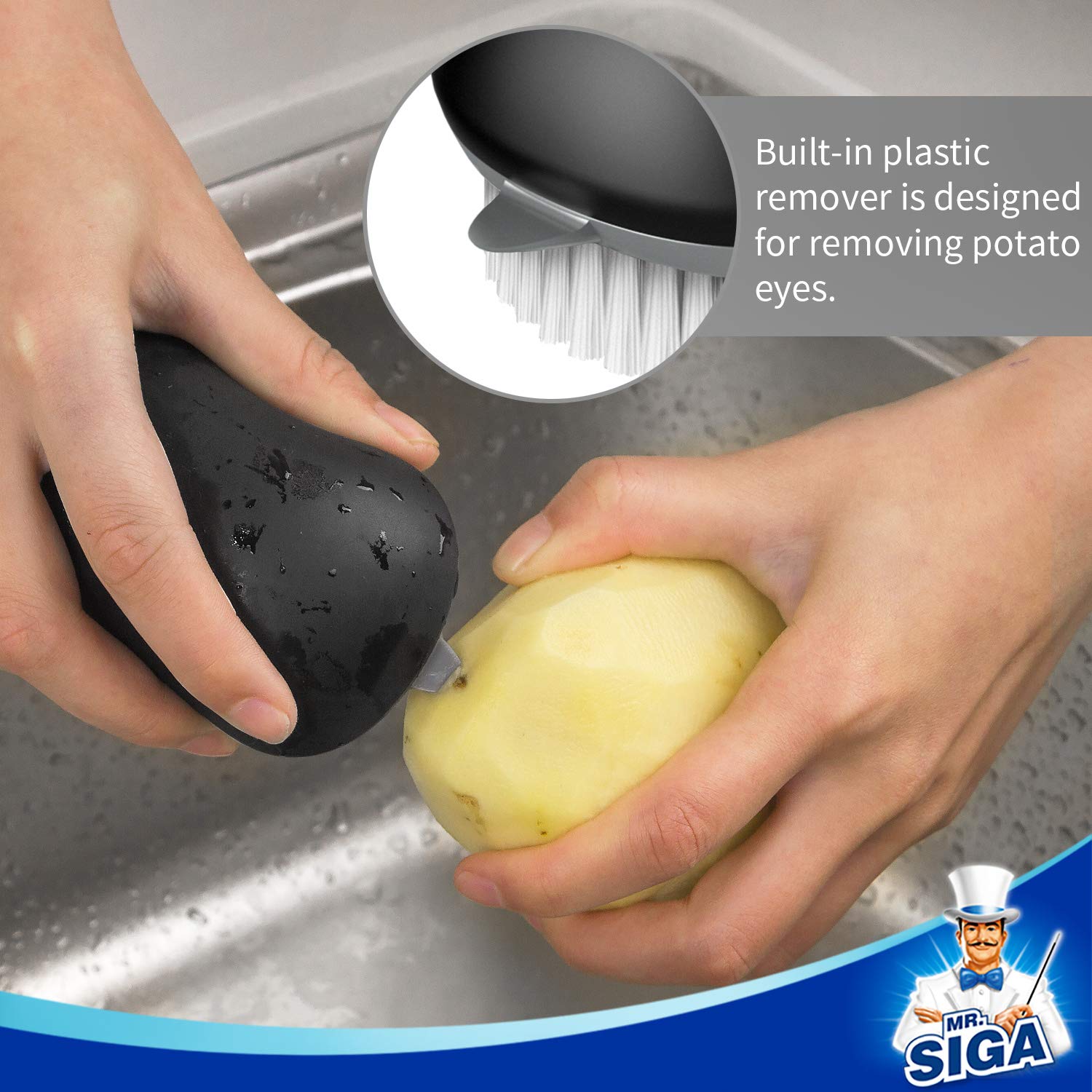 MR.SIGA ergonomic non-slip grip for comfortable scrubbing.