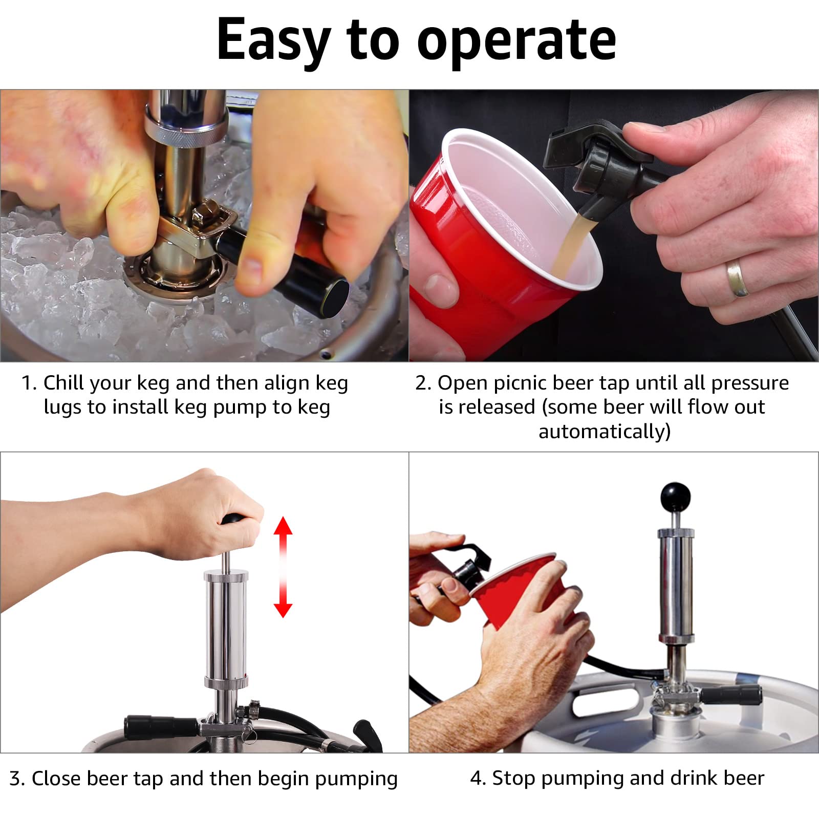 MRbrew gas spring helps maintain steady pressure during serving.
