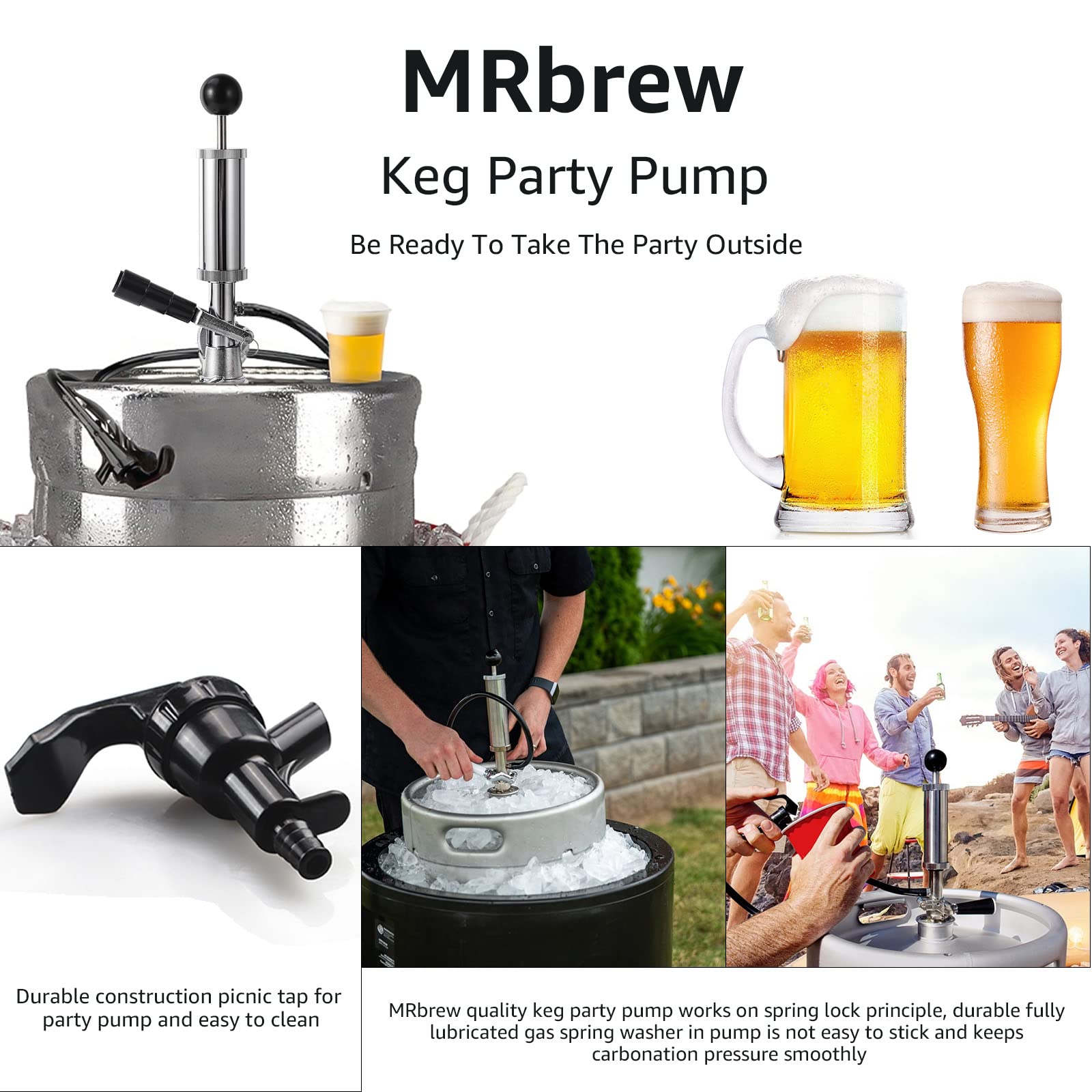 MRbrew ice bucket setup keeps kegs cold and ready to pour.