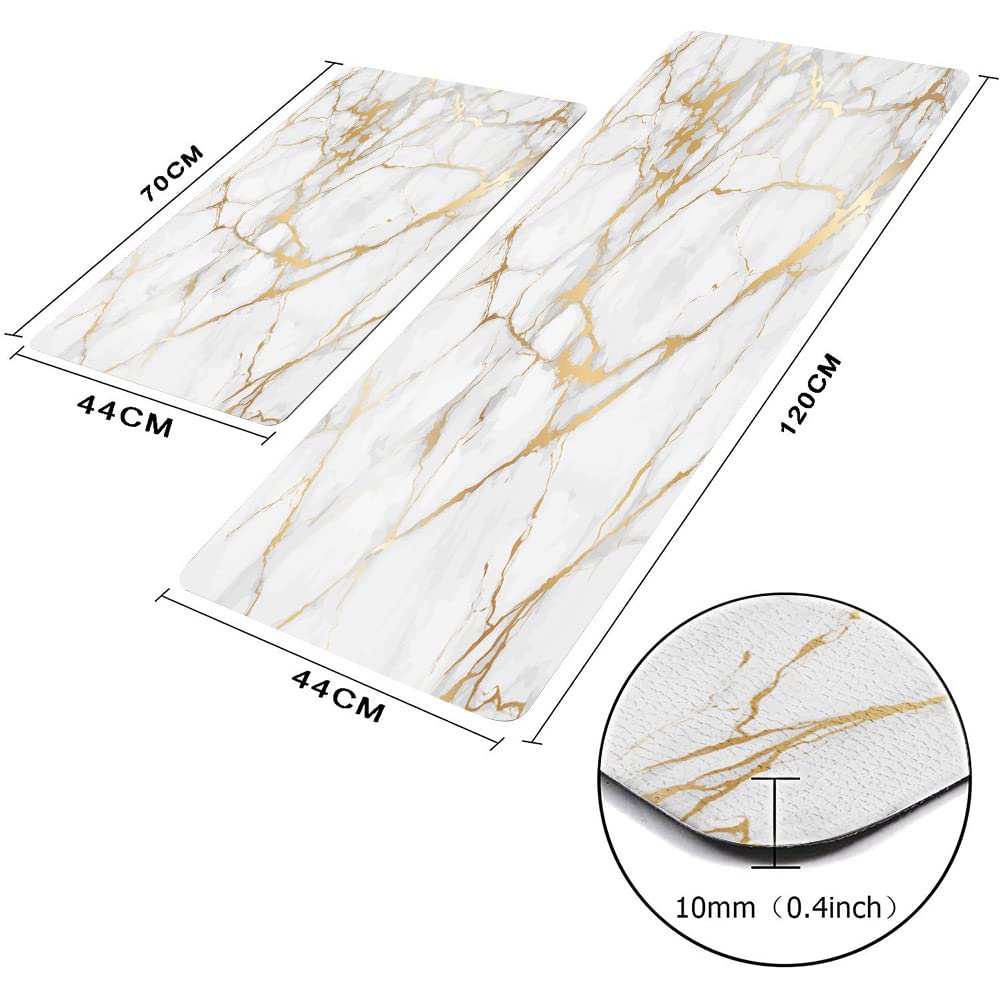 Mrcrypos gold white marble kitchen mat two-piece set enhances kitchen decor