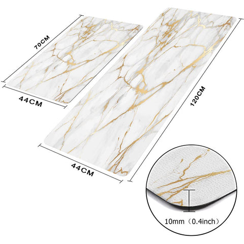 Mrcrypos gold white marble kitchen mat two-piece set enhances kitchen decor