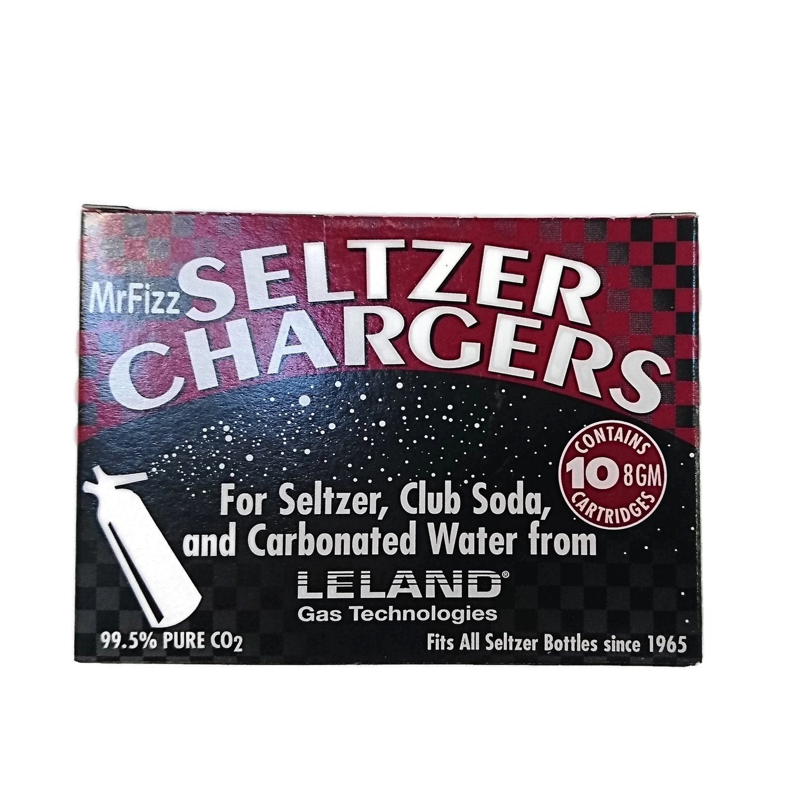 MrFizz silver LS-50 charger compatibility with 1-liter siphons for versatile fizz.
